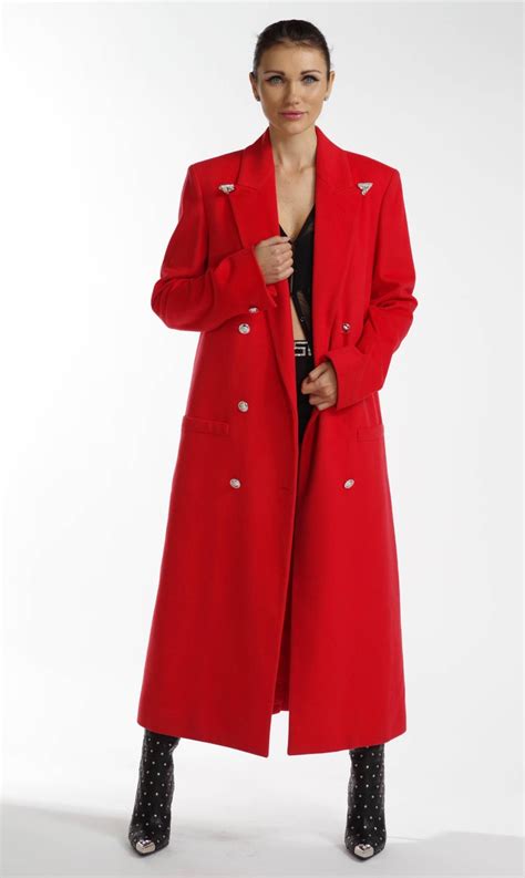 versace red wool coat|Versace coats.